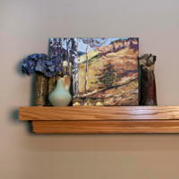 The Hanson mantel shelf has a rustic look, but goes with Mission styling, as well