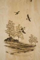 Closeup detailing one of many scenes in our Natural Woods paneling
