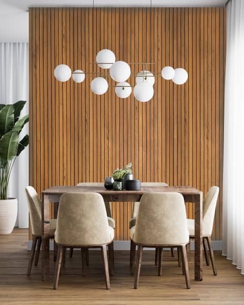 Teak Fluted Wall paneling makes a clean bold modern statement. This versatile panel can be used on ceilings or walls.