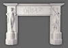 Neoclassical styling marks the Canova marble mantel.  Antonio Canova inspired Dancing Girls, and a center freize depicting goddess of dawn Aurora leading sun god Apollo. Available in White Limestone.