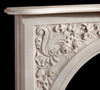 Beautiful floral details are on each end of the Andrea marble mantel.