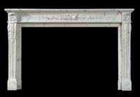 The Auguste Louis XVI Marble Mantel has fine details.  Carrara