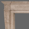 Illustrating the fine detailing on this Louis XVI French Marble Mantel, shown in Beige Perlato