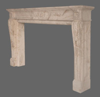 Illustrating the optional Inside Returns, the Louis XVI Marble Mantel in Beige Perlato