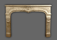 The Fontaine marble fireplace mantel shown in ribera brown