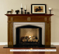 Hampton court shown as a surround facing for the Concord fireplace mantel.
