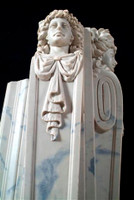 The Renaissance marble mantel has fine Italian design details