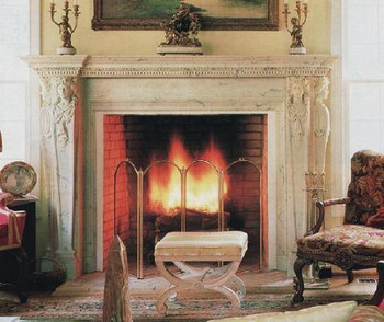 The Renaissance reproduction antique marble marble mantel with exquisite Caryatids.  Carrara Marble