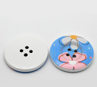 White Wood Painted Button Floral (Design No.21) Four Hole 30mm