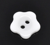 Flower Shaped 12mm Resin Buttons White