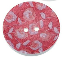 Wood Painted  2 Holes Red Flower Pattern (Design 3) 4cm 