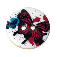 Butterfly Flower Enamel coated button - 25mm