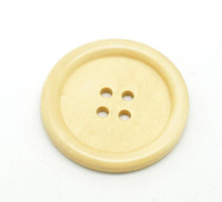 Round Extra Large Wood Button Four Hole Natural Pine Colour 40 mm