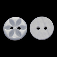 Round White Two Holes Button with Flower Marking 14.0mm