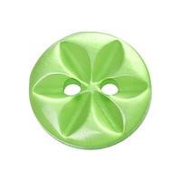 Round Green Two Holes Button with Flower Marking 14.0mm