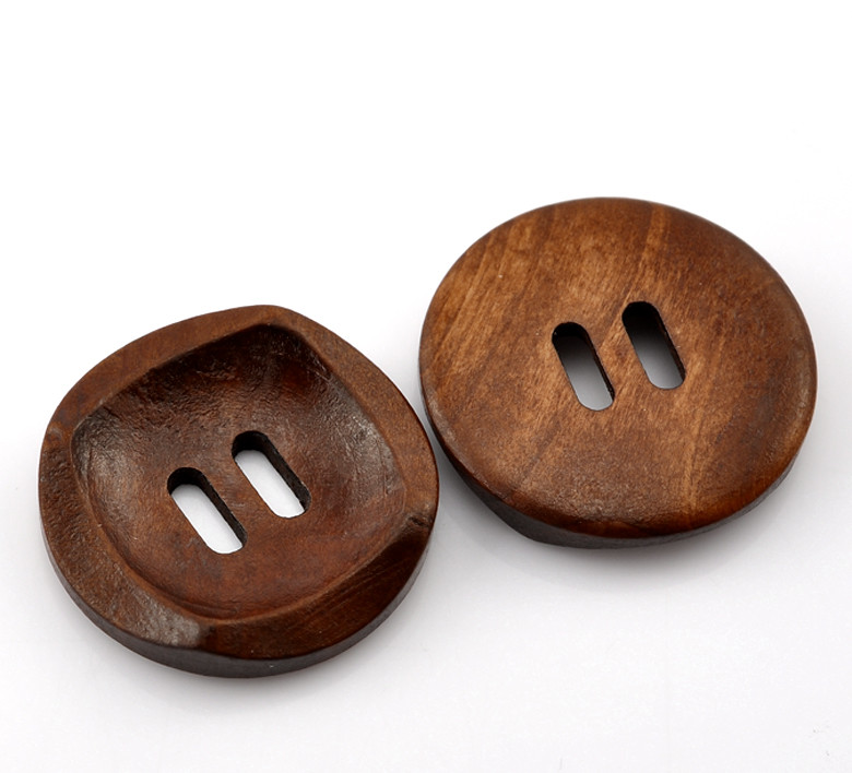 W193 19mm 30L Light Brown Beech Wooden Wood EFFECT Natural 2 Hole Buttons