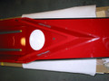 Advantage - bow deck and seatdeck, showing splashboard, rubber stopper, inspection port, tracks, and handle