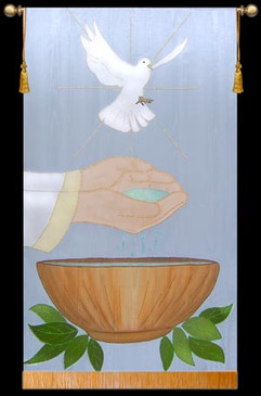 Ephesians 4:9 Baptism Banner With Dove, Shell, And Water - Christian ...