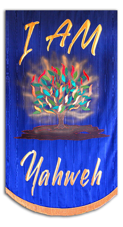 banner sale christmas Banner Burning Yahweh Processional Bush with I Praise AM