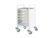 Buy Clinical Vista 50 - 2 Single and 2 Double Clear Trays - Stainless Steel Top, Castor Buffers (SUN-CVT51C) sold by eSuppliesMedical.co.uk