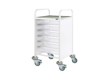 Buy Clinical Vista 50 - 6 Single Clear Trays - Stainless Steel Top, Castor Buffers (SUN-CVT50C) sold by eSuppliesMedical.co.uk