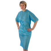 SHORT SLEEVED DISPOSABLE PATIENT GOWNS X 50 BLUE