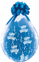 Qualatex 18" Stuffing Balloon, CLEAR  Happy Birthday A Round PRINT
