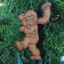 Little Boy Throwing a Snowball -  Laser Engraved and cut from Cherry.