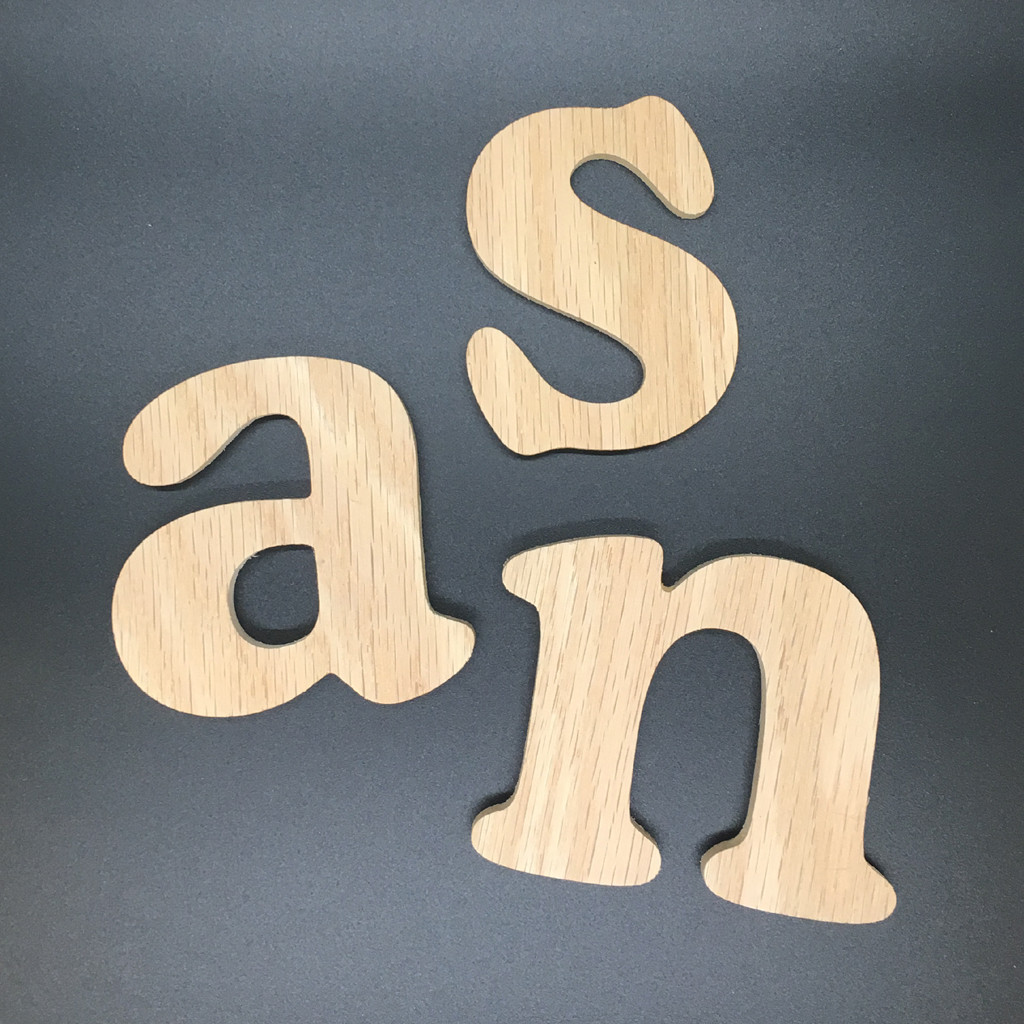 Wood Letters in The Curlz Font - - 1/8 inchr