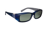 Haven Designer Fitover Sunglasses Freesia in Sapphire with Smoke Leather & Polarized Grey Lens (MEDIUM)