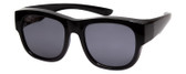 Profile View of Calabria 9017-POL Large Polarized Fitover Sunglasses in Gloss Black & Smoke Grey
