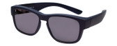 Profile View of Calabria 9018 Small Polarized Fitover Sunglasses in Matte Navy Blue & Smoke Grey