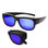 Profile View of Calabria 8752 FOLDING Fitover Polarize Sunglasses Medium/Large Black&Blue Mirror