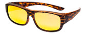 Profile View of Calabria 9011-RRV Large Polarized Fitover Sunglasses Cheetah Gold /Orange Mirror