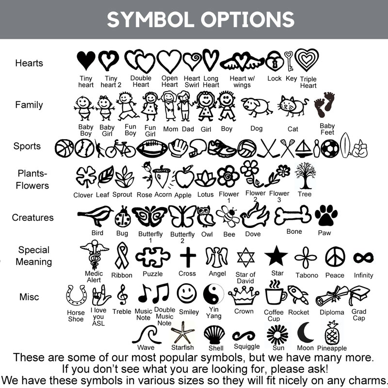 Hand stamped symbol options