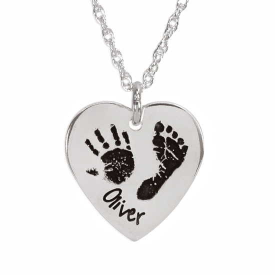 Mommy Jewelry Footprints On Heart Necklace