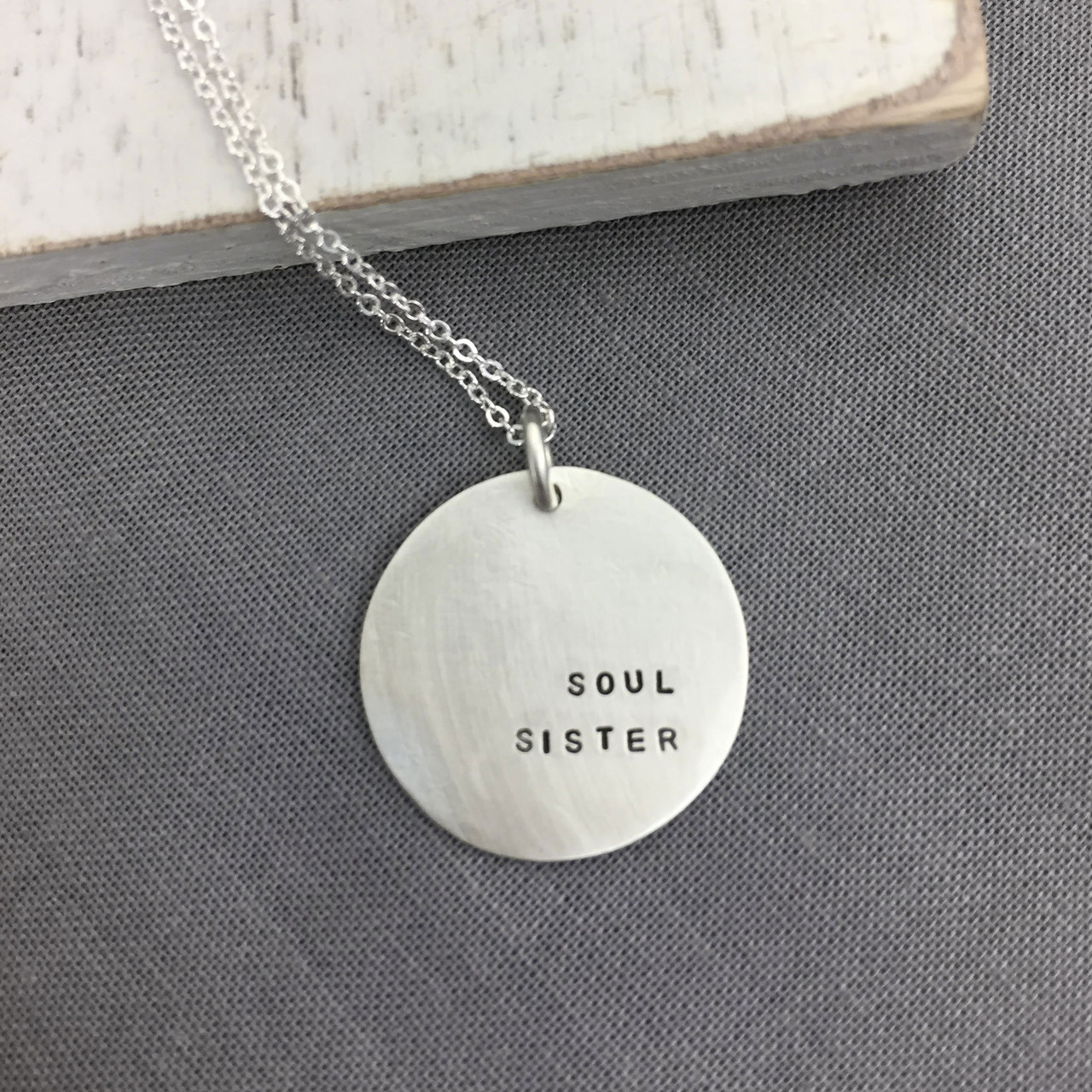 Soul Sister Hand Stamped Silver Necklace