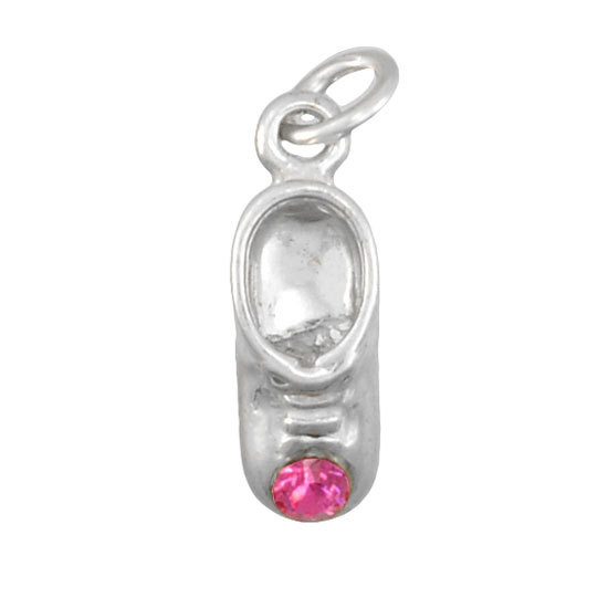 Sterling Silver Baby Shoe Bootie Birthstone Charm