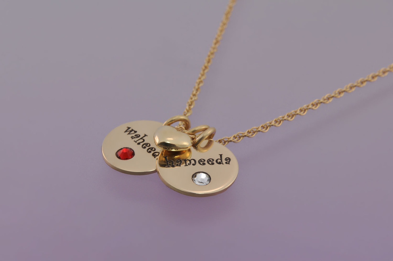 Gold Disc With Birthstone Necklace