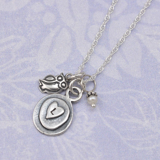 Hand Stamped Layered Heart Charm Necklace