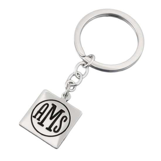 square monogram key ring