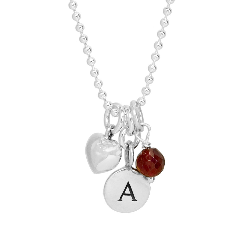 Sterling Silver Round Initial Charm Letter E Hand Stamped With 16 Silver Bead Chain