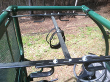 Mounts fast and easy to the top roof frame of the Mule, no drilling. Just slide all 4 curve ends on tubing and tighten a little, them put in center piece with velcro straps that holds weapons, then tighten all bolts, easy easy!