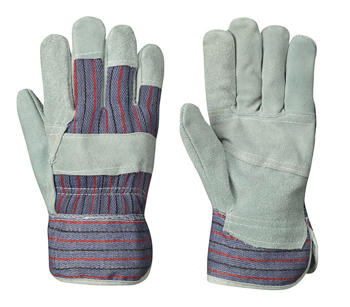 Grey/Red Blue Stripe Fitter's Cowsplit Glove