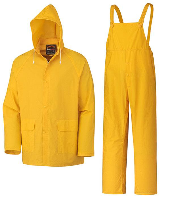 Yellow Supported PVC 3-Piece Rain Suit
