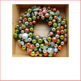 Decorated Christmas Wreath contemporary style by our team of designers at Father Christmas tailored to your colour theme and expectations. Contact us by email info@fatherchristmas.net.au or ph: 1300 455 298 for an extensive Quote on your requirements.

