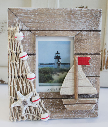 Nautical Wood 2.5 x 3.5 Picture Frame - Sailboat Decor ...