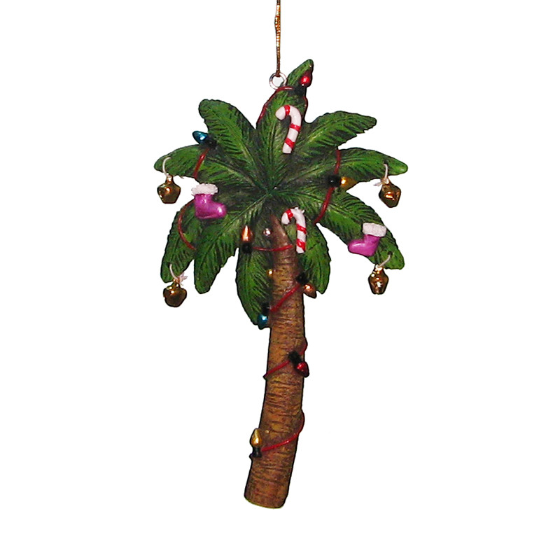 Decorated Palm Tree Ornament - Coastal Christmas Decor - California