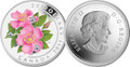 2011 $20 COLOURED SILVER COIN WILD ROSE CANADA