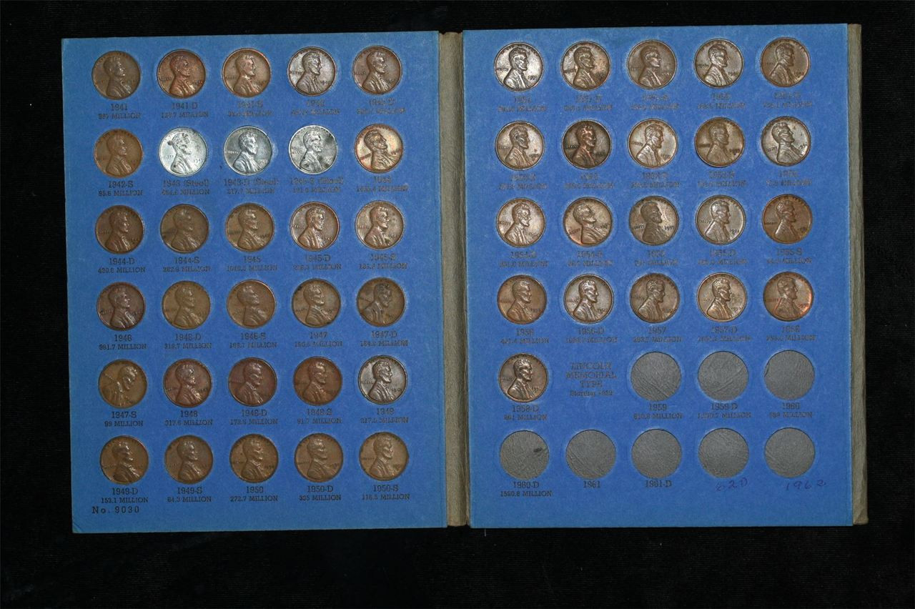 1941-1958 PDS Lincoln Cent Set 